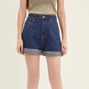 Frank & Oak High Rise Blue Denim Shorts Size 26